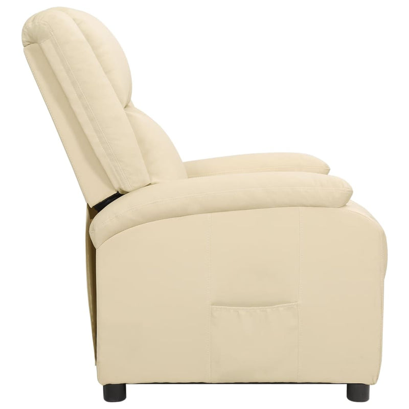 Recliner Chair Cream Real Leather