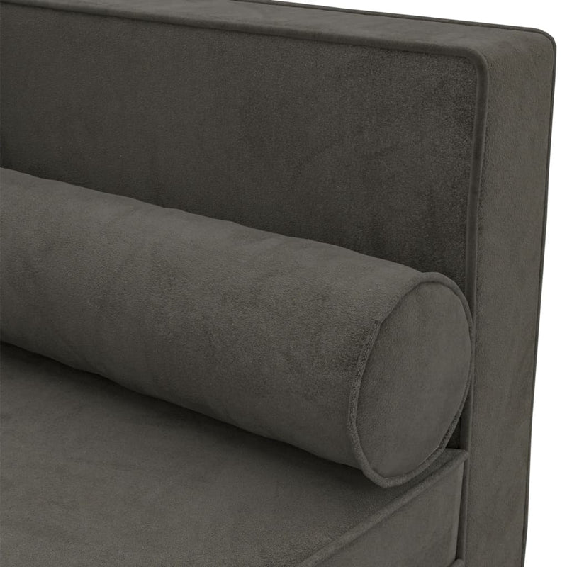 Chaise Lounge with Cushions and Bolster Dark Grey Velvet