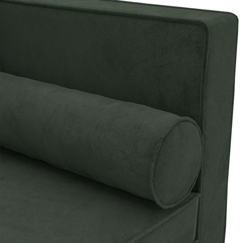 Chaise Lounge with Cushions and Bolster Dark Green Velvet