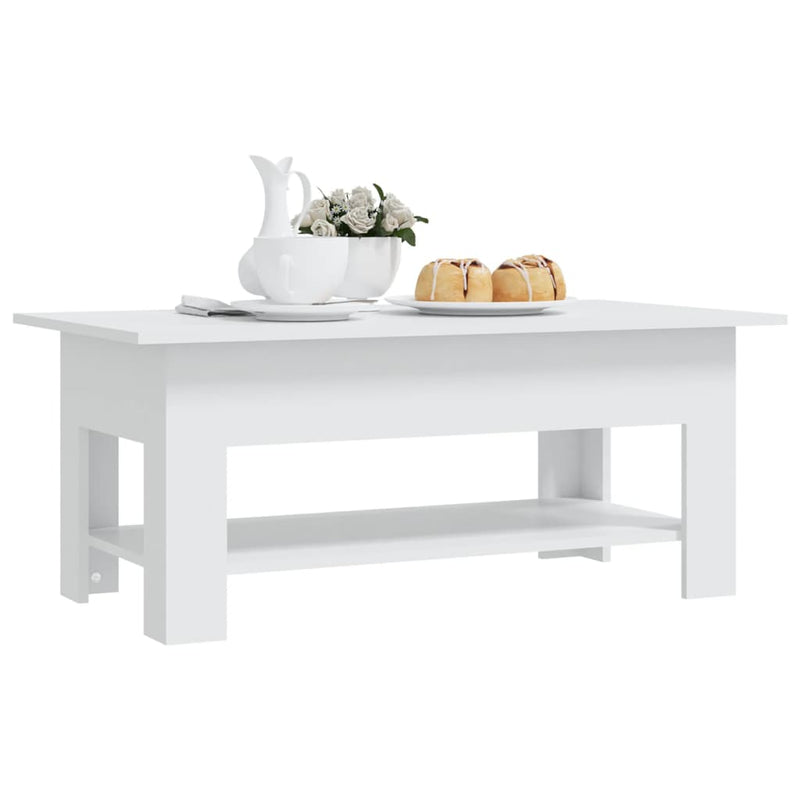 Coffee Table White 102x55x42 cm Engineered Wood