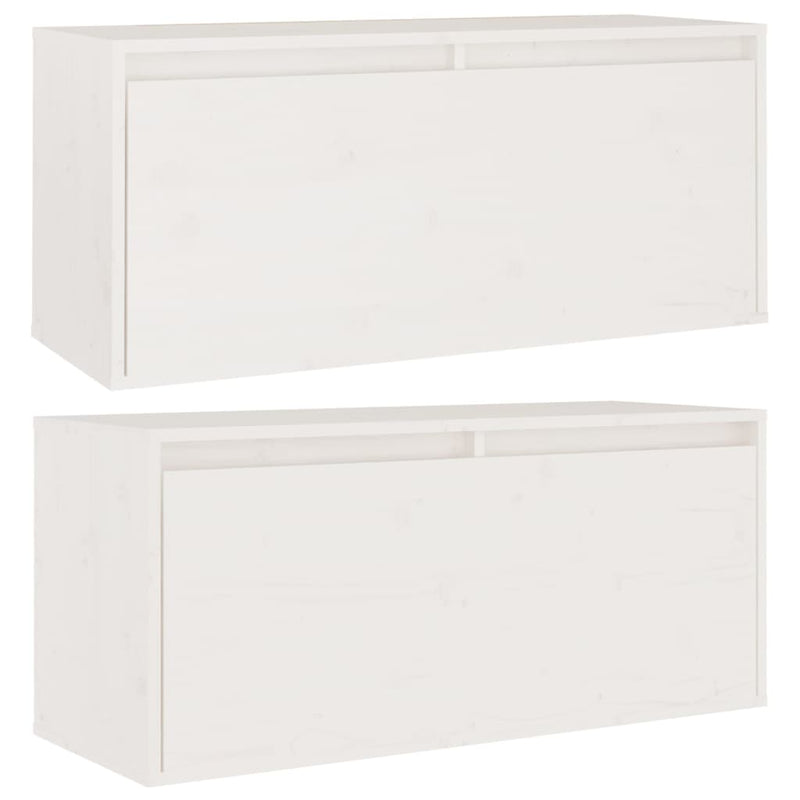 Wall Cabinets 2 pcs White 80x30x35 cm Solid Wood Pine