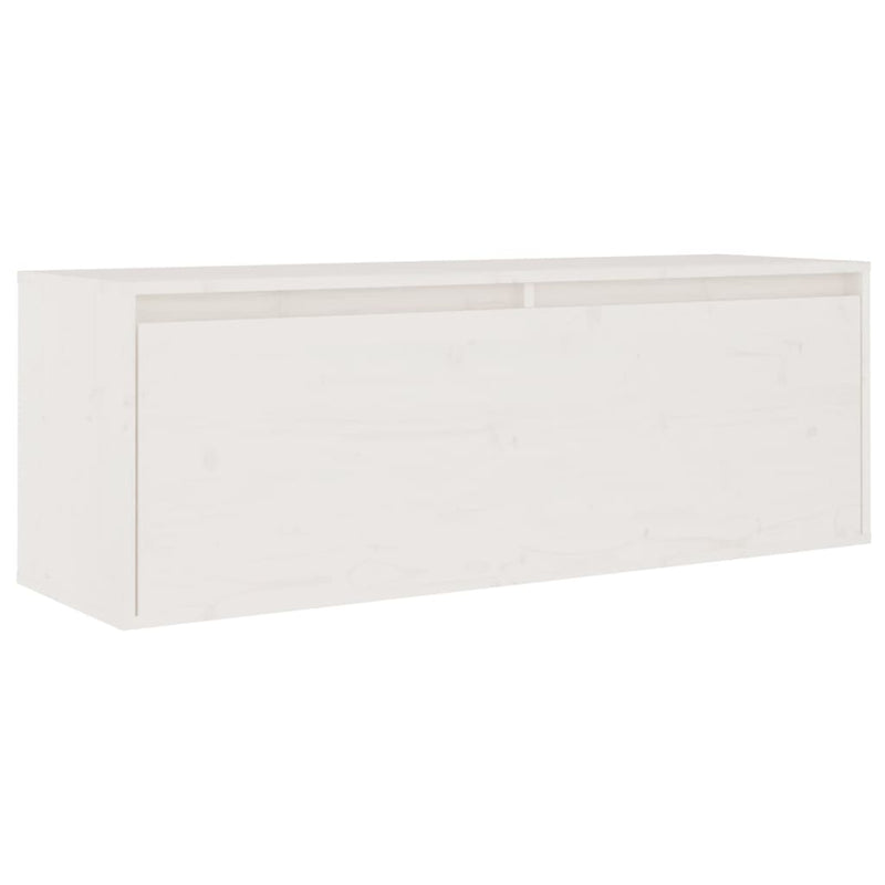 Wall Cabinet White 100x30x35 cm Solid Wood Pine