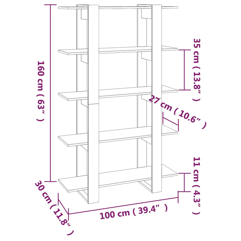 Book Cabinet/Room Divider Sonoma Oak 100x30x160 cm