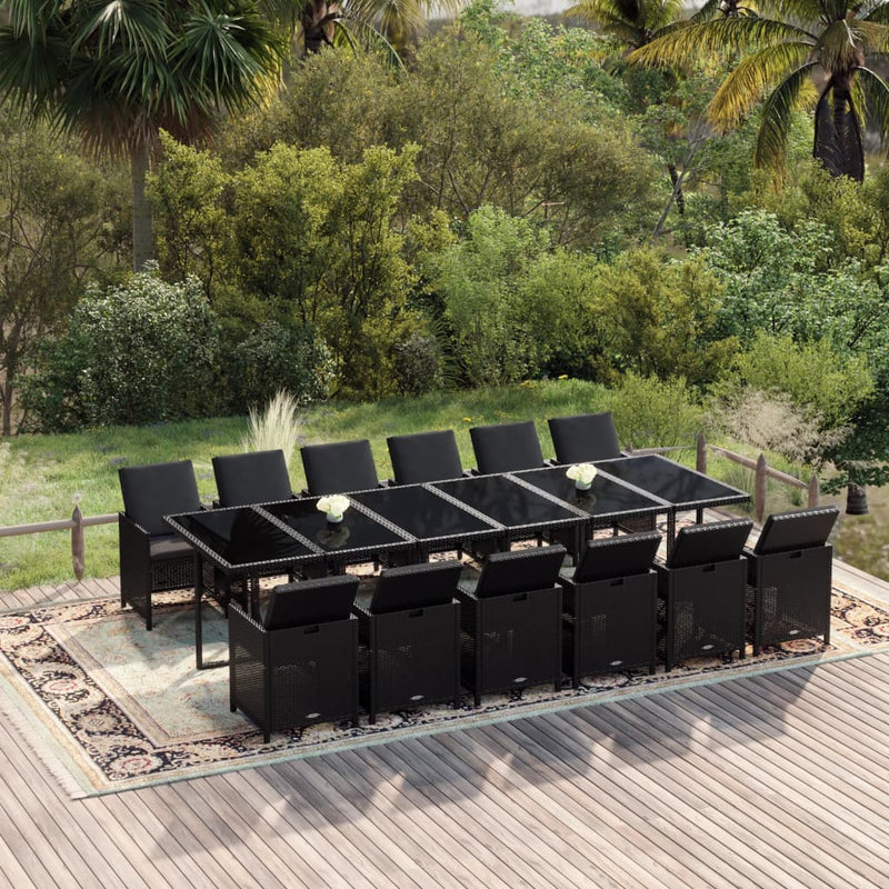 13_Piece_Garden_Dining_Set_with_Cushions_Poly_Rattan_Black_IMAGE_1