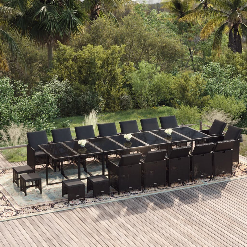 19_Piece_Garden_Dining_Set_with_Cushions_Poly_Rattan_Black_IMAGE_1