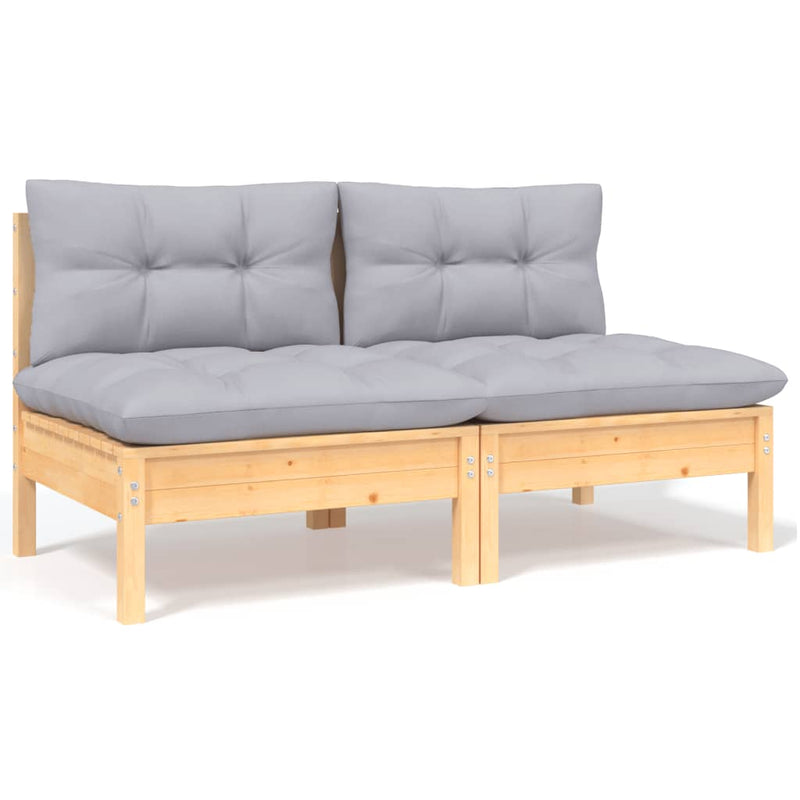 13 Piece Garden Lounge Set with Grey Cushions Pinewood