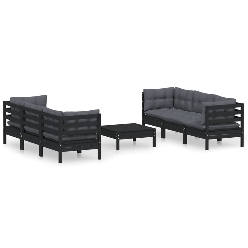 7 Piece Garden Lounge Set with Anthracite Cushions Pinewood