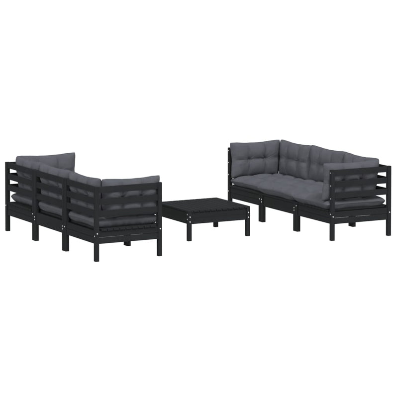 7 Piece Garden Lounge Set with Anthracite Cushions Pinewood