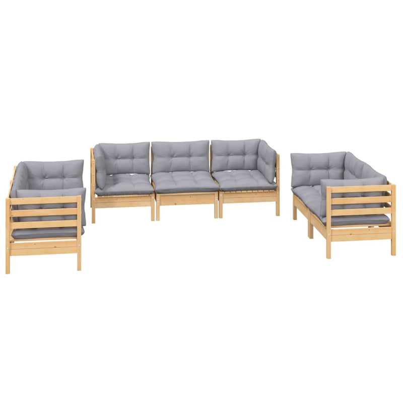 7_Piece_Garden_Lounge_Set_with_Grey_Cushions_Solid_Pinewood_IMAGE_3
