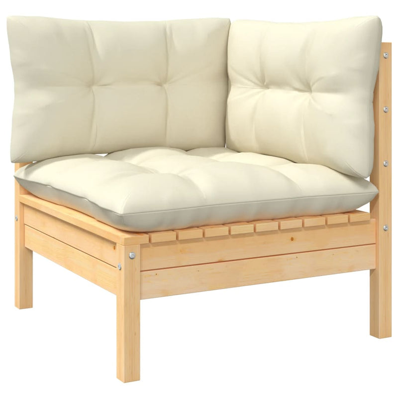 9 Piece Garden Lounge Set with Cream Cushions Solid Pinewood