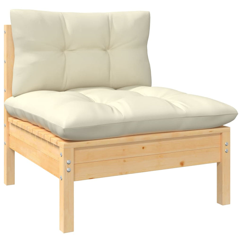11 Piece Garden Lounge Set with Cream Cushions Pinewood