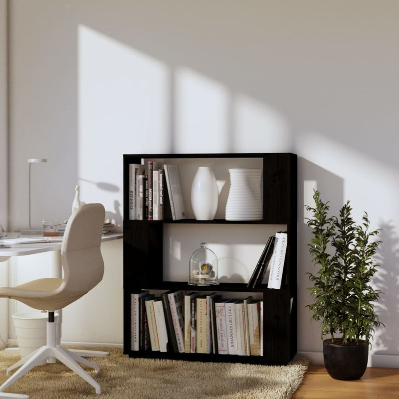 Book Cabinet/Room Divider Black 80x25x101 cm Solid Wood Pine
