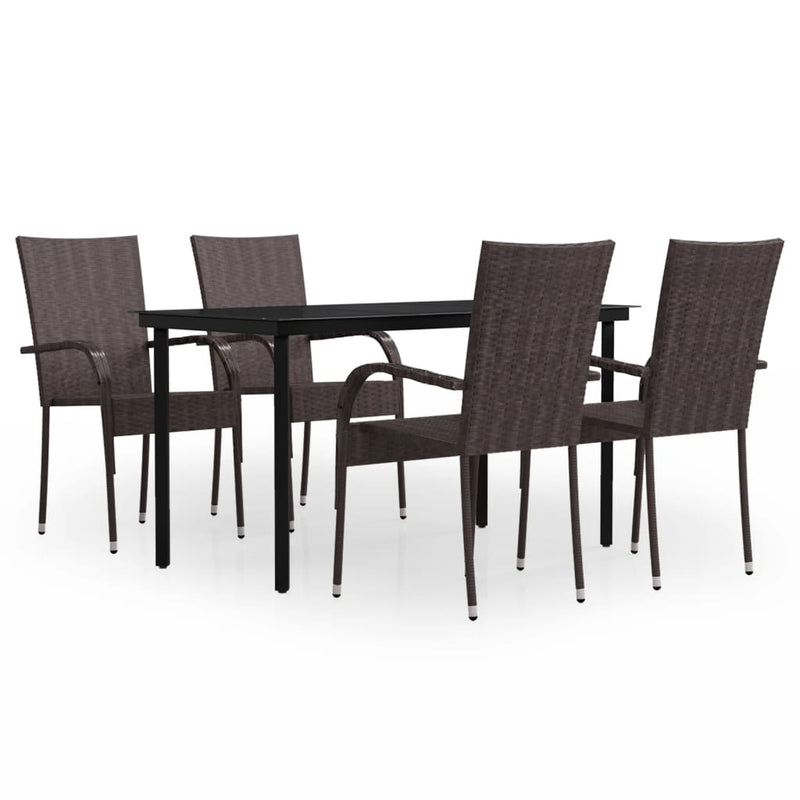 5 Piece Outdoor Dining Set Brown and Black