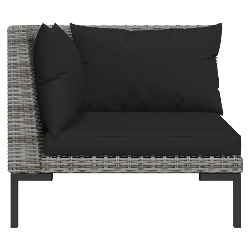 11 Piece Garden Lounge Set with Cushions Poly Rattan Dark Grey
