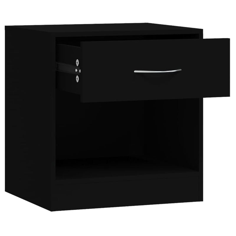 Bedside Cabinets 2 pcs with Drawer Black