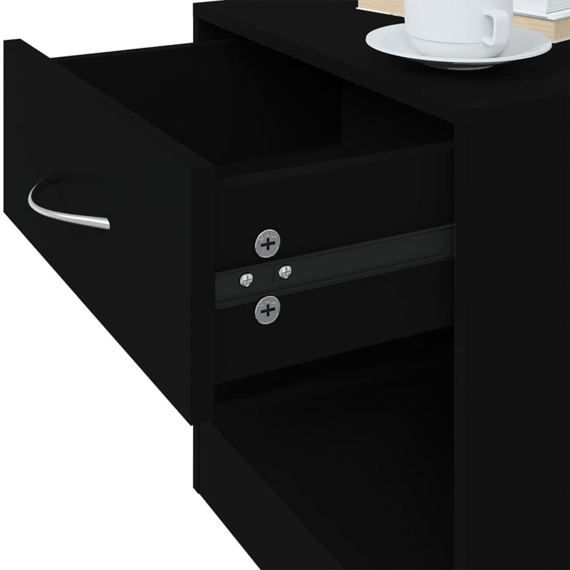 Bedside Cabinets 2 pcs with Drawer Black