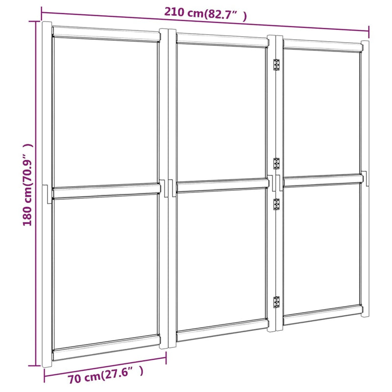 3-Panel Room Divider Cream White 210x180 cm