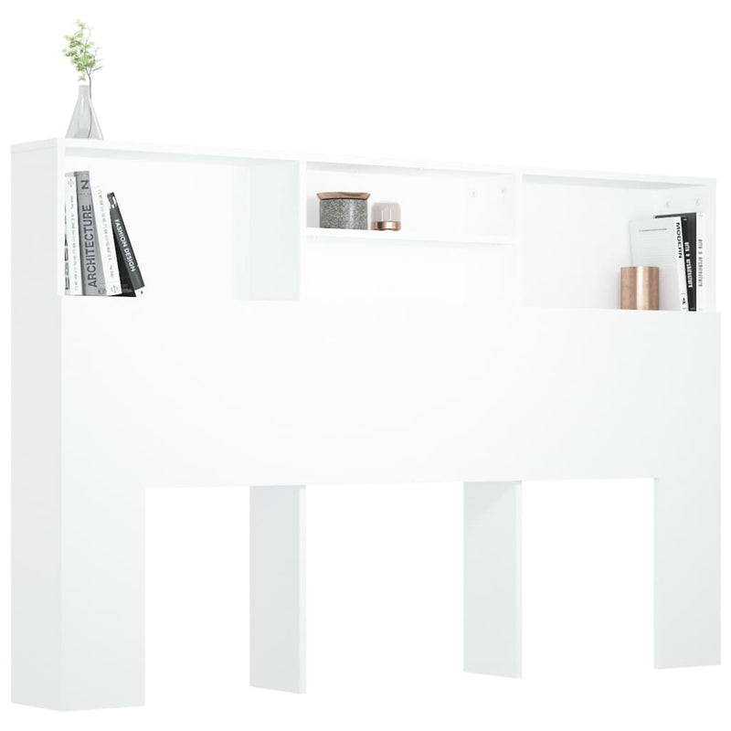 Headboard Cabinet White 160x19x103.5 cm