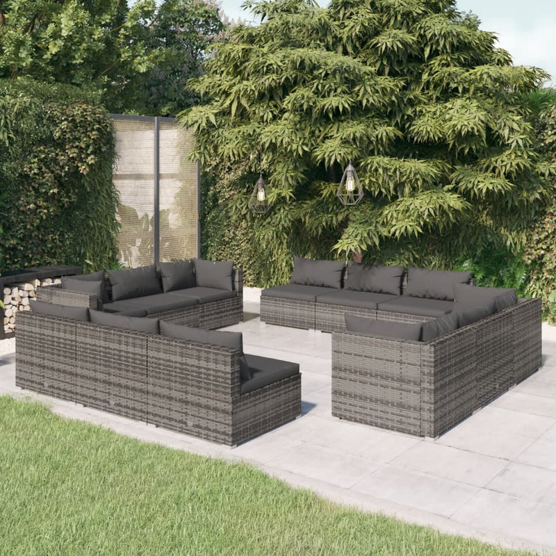 12_Piece_Garden_Lounge_Set_with_Cushions_Poly_Rattan_Grey_IMAGE_1