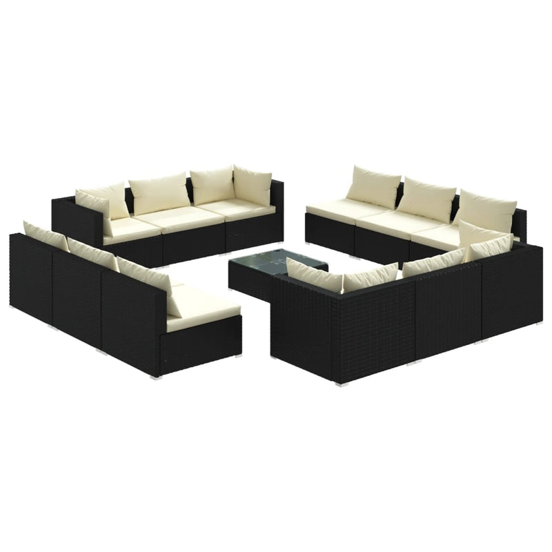 13_Piece_Garden_Lounge_Set_with_Cushions_Poly_Rattan_Black_IMAGE_2