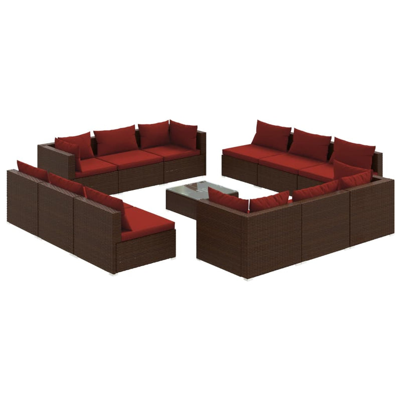13_Piece_Garden_Lounge_Set_with_Cushions_Poly_Rattan_Brown_IMAGE_2