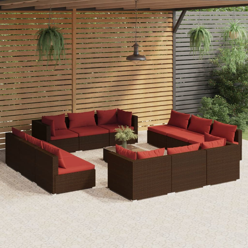 13_Piece_Garden_Lounge_Set_with_Cushions_Poly_Rattan_Brown_IMAGE_1