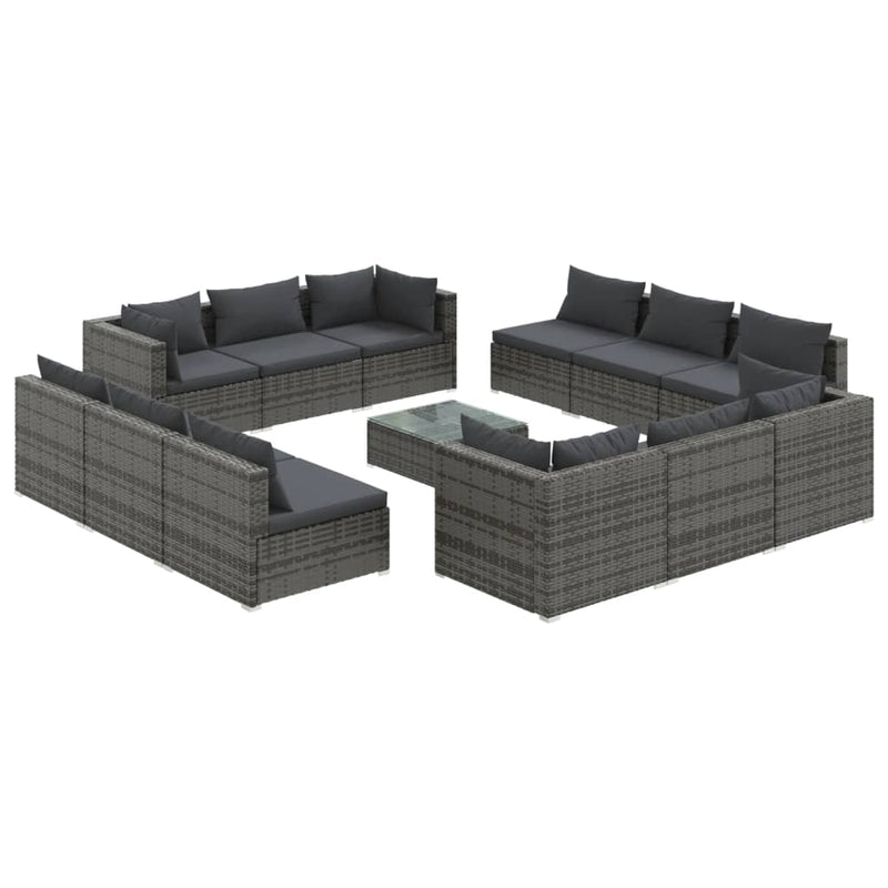 13_Piece_Garden_Lounge_Set_with_Cushions_Poly_Rattan_Grey_IMAGE_2