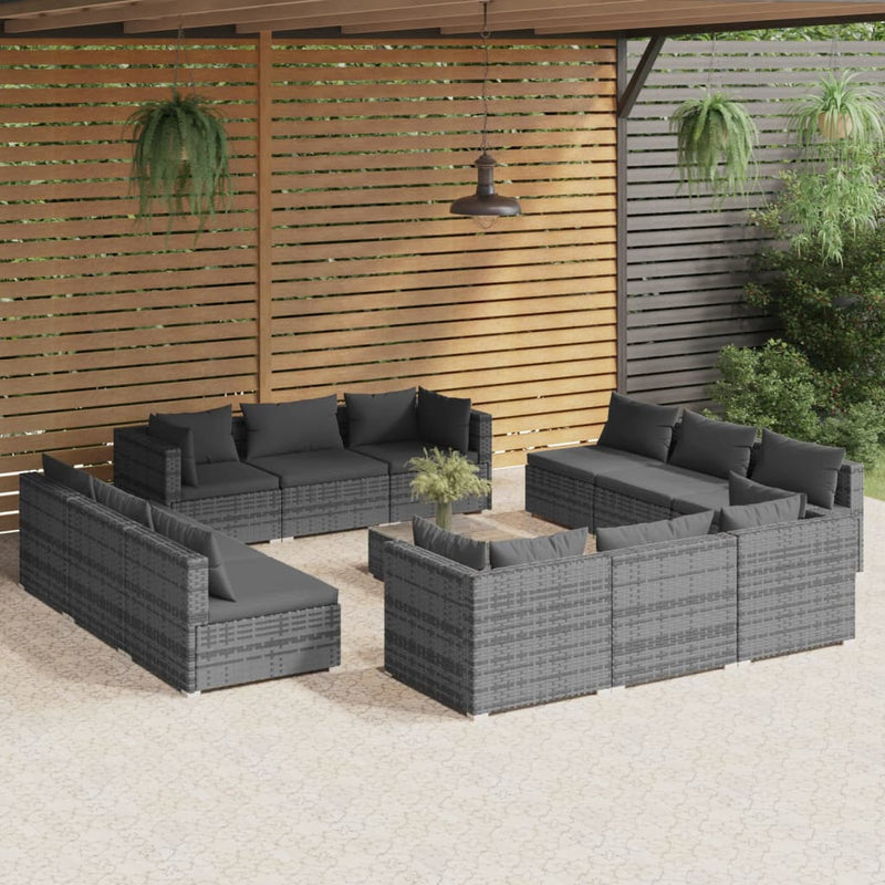 13_Piece_Garden_Lounge_Set_with_Cushions_Poly_Rattan_Grey_IMAGE_1