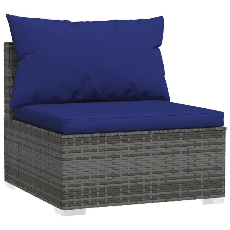 5 Piece Garden Lounge Set with Cushions Poly Rattan Grey