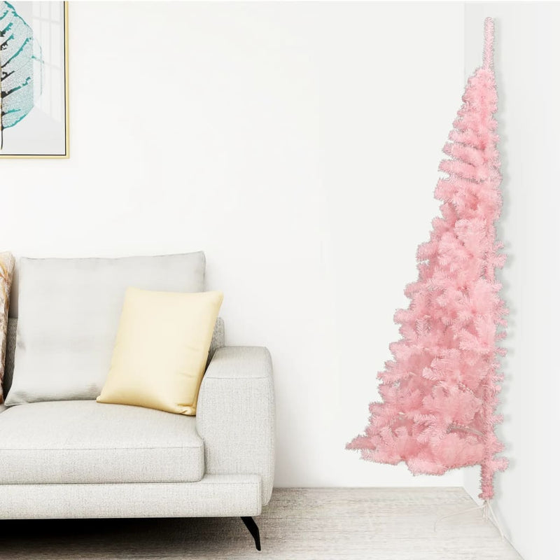 Artificial_Half_Christmas_Tree_with_Stand_Pink_240_cm_PVC_IMAGE_1