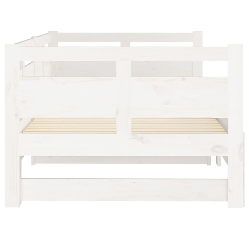 Pull-out Day Bed White Solid Wood Pine 2x(92x187) cm Single Size