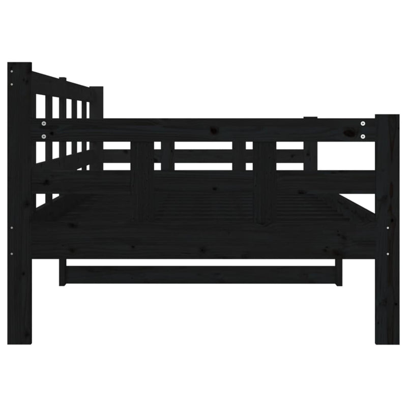 Day Bed Black Solid Wood Pine 92x187 cm Single Size