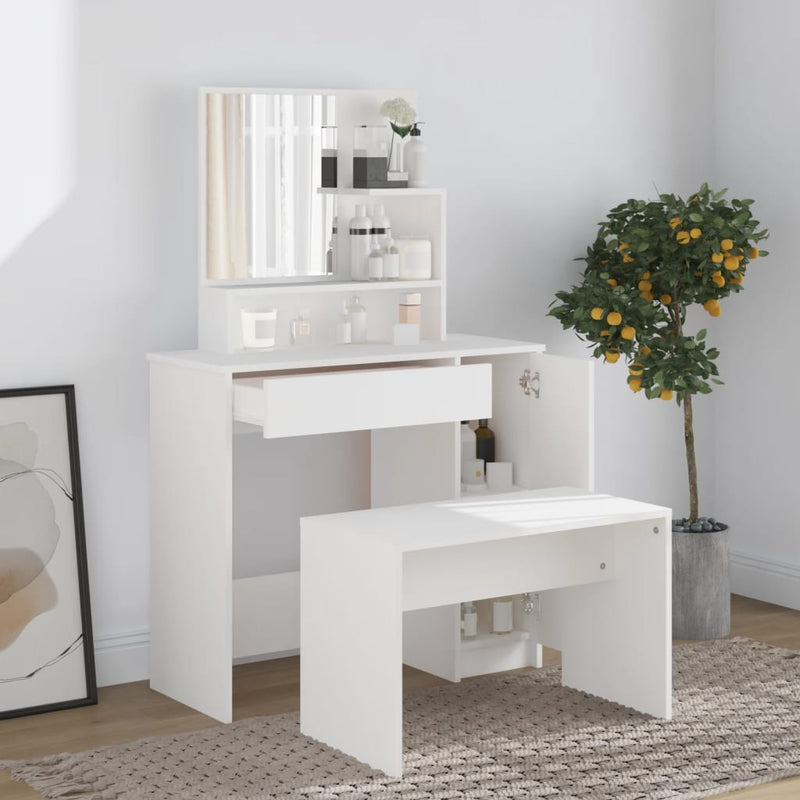 Dressing Table with Mirror White 86.5x35x136 cm