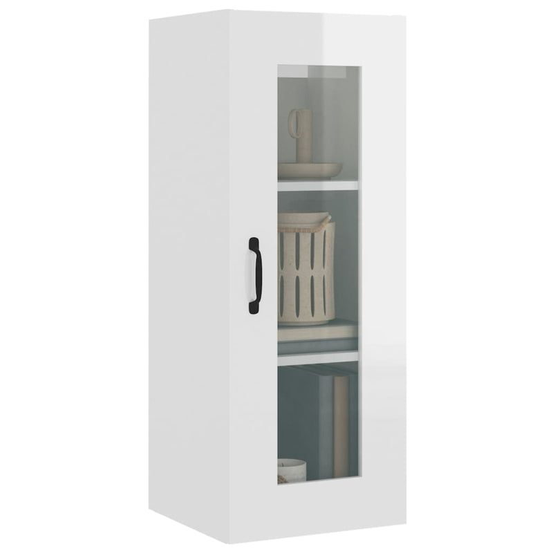 Hanging Wall Cabinet High Gloss White 34.5x34x90 cm