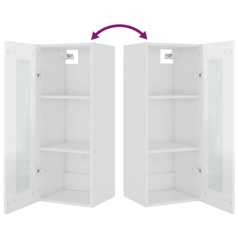 Hanging Wall Cabinet High Gloss White 34.5x34x90 cm