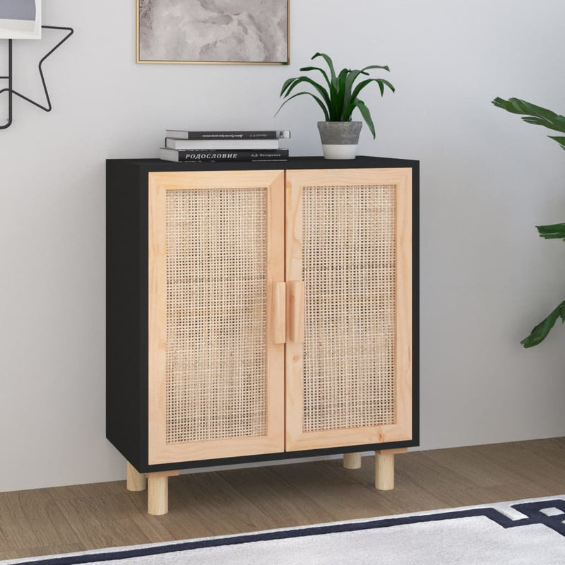 Sideboard_Black_60x30x70_cm_Solid_Wood_Pine_and_Natural_Rattan_IMAGE_1_EAN:8720287102540