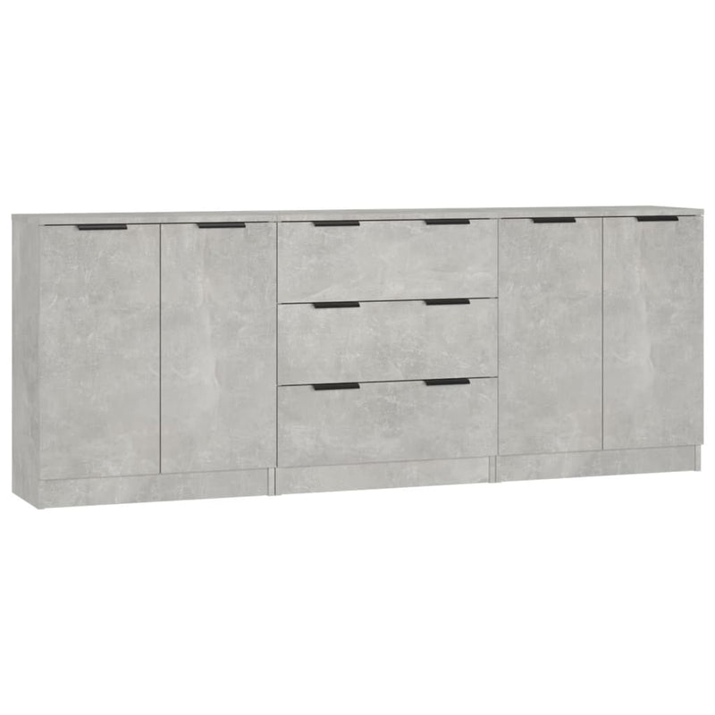 3 Piece Sideboards Concrete Grey Engineered Wood