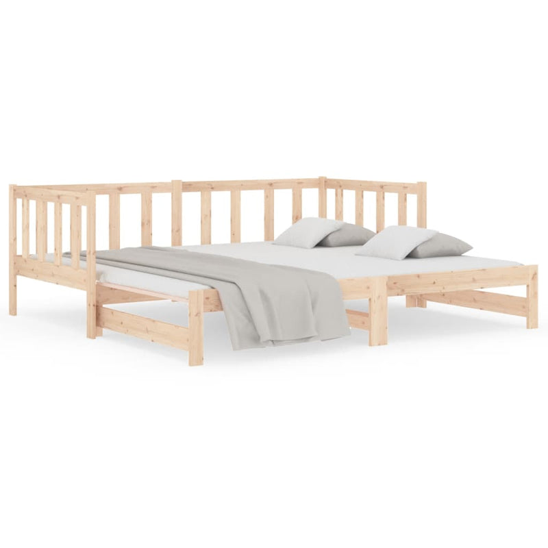 Pull-out Day Bed 2x(92x187) cm Single Size Solid Wood Pine