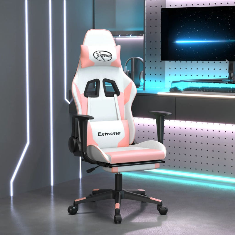 Massage_Gaming_Chair_with_Footrest_White&Pink_Faux_Leather_IMAGE_1_EAN:8720287144076