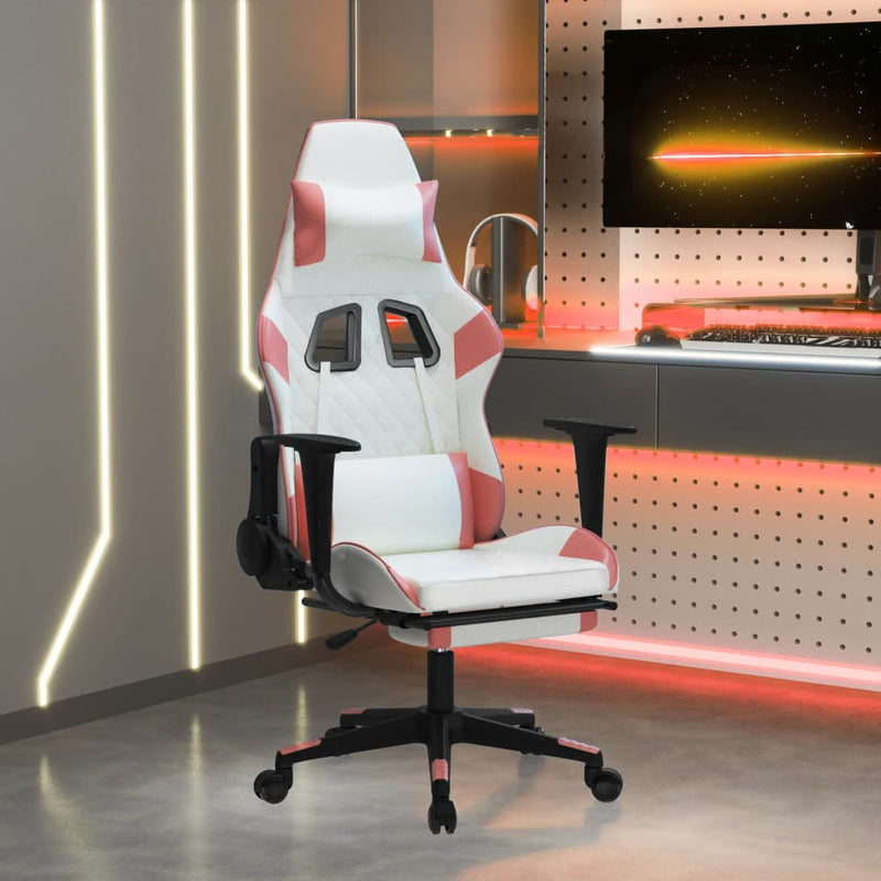 Massage_Gaming_Chair_with_Footrest_White&Pink_Faux_Leather_IMAGE_1_EAN:8720287144717