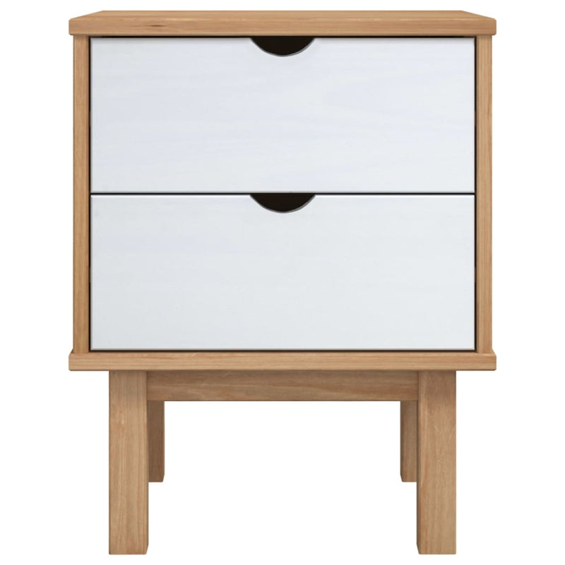 Bedside Cabinet OTTA Brown&White 45x39x57cm Solid Wood Pine