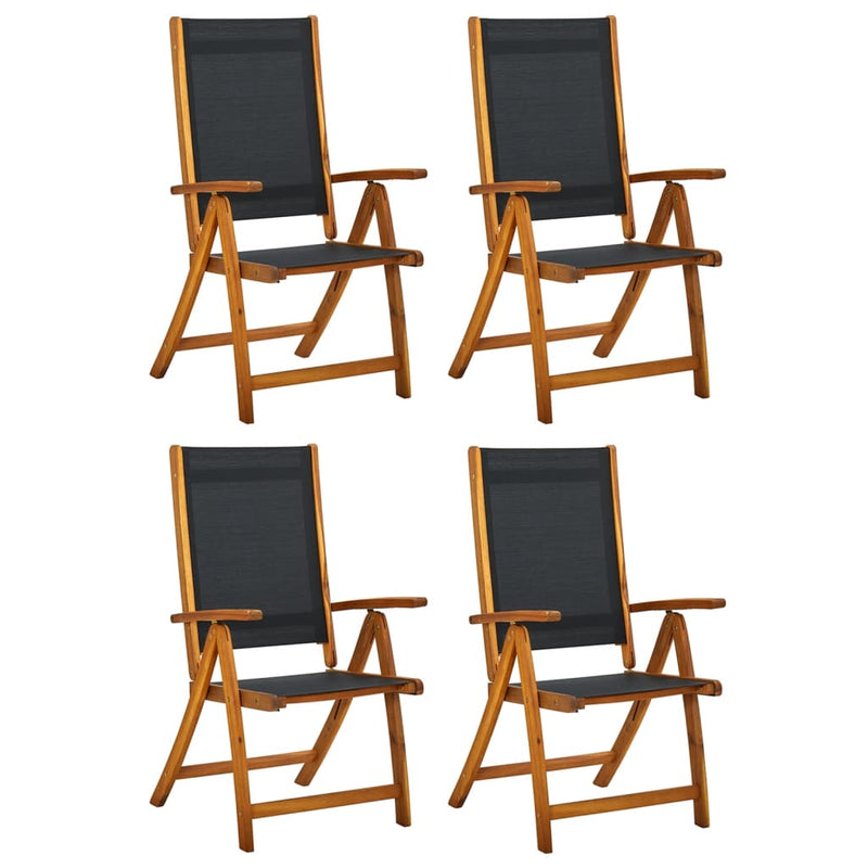 Folding Garden Chairs 4 pcs Solid Wood Acacia and Textilene