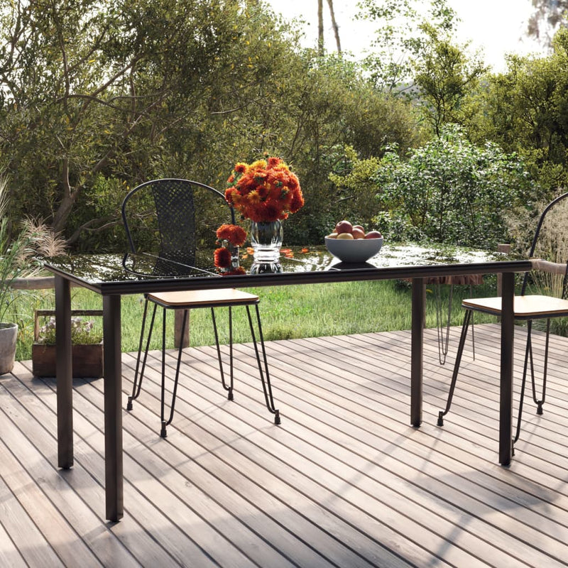 Garden_Dining_Table_Black_160x80x74cm_Steel_and_Tempered_Glass_IMAGE_1