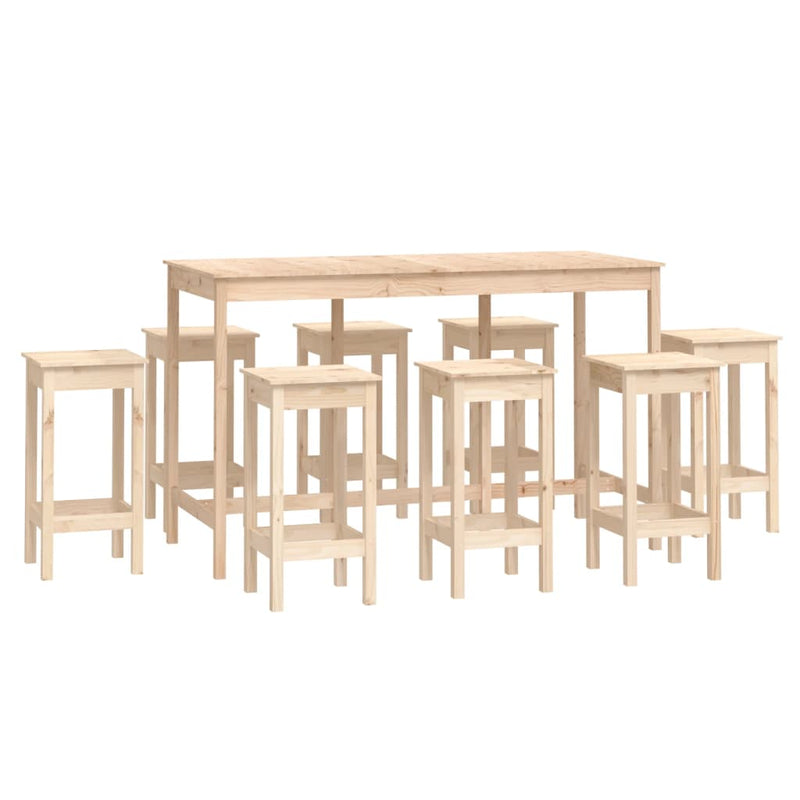 9 Piece Bar Set Solid Wood Pine