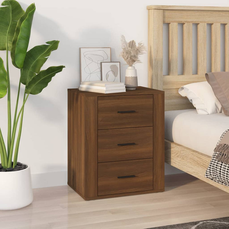 Bedside Cabinet Brown Oak 50x36x60 cm Engineered Wood