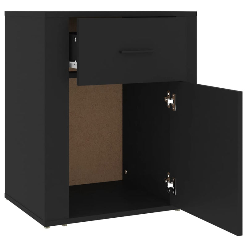 Bedside Cabinet Black 50x36x60 cm Engineered Wood
