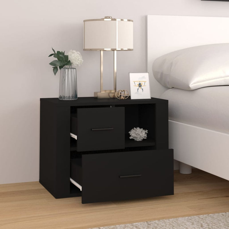 Bedside Cabinet Black 60x36x45 cm Engineered Wood