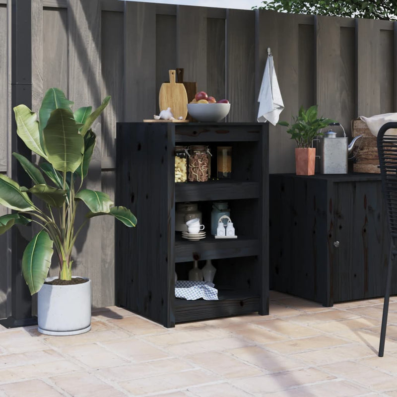 Outdoor Kitchen Cabinet Black 55x55x92 cm Solid Wood Pine