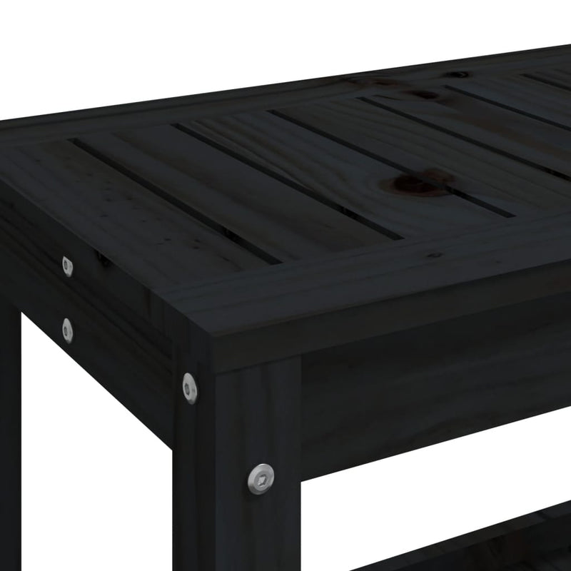 Garden Bench Black 82.5x35x45 cm Solid Wood Pine
