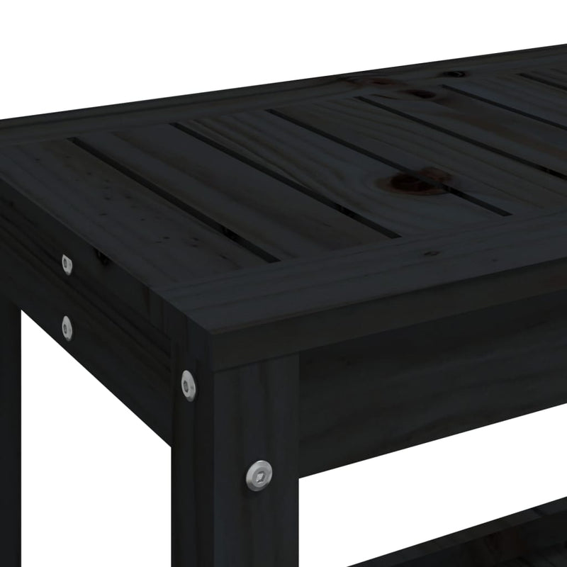 Garden Bench Black 108x35x45 cm Solid Wood Pine